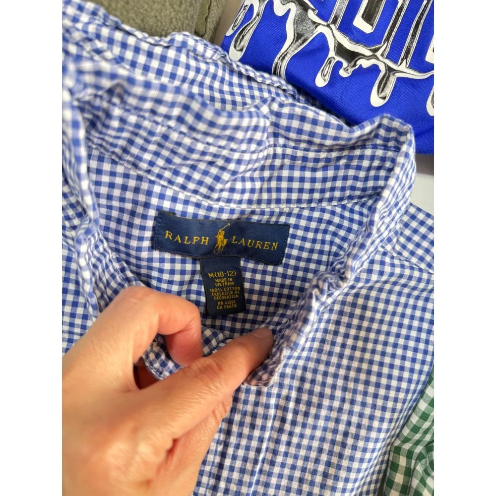 Ralph Lauren Button down Shirt Kids Boys Medium 10-12 School Casual Plaid Check